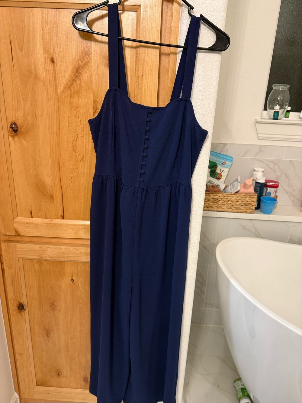 Madewell Navy Button-Front Sleeveless Jumpsuit - Picture 4 of 4